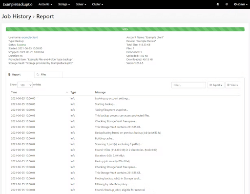 Job Logs - Comet Backup